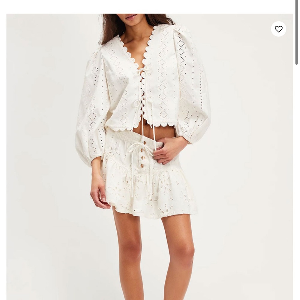 Free People White Eyelet Mini Skirt